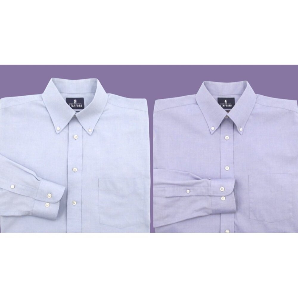 Stafford Men’s Dress Shirt Bundle – Regular Fit 16 32/33 – Lavender & Light Blue